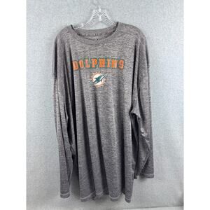 Majestic Miami Dolphins Shirt Men's 4XL Long Sleeve Gray Heavy NFL Football‎